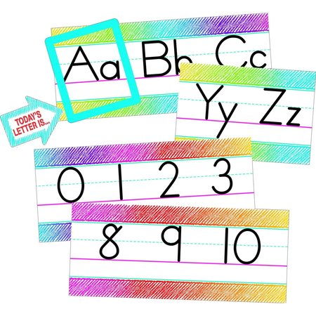 TEACHER CREATED RESOURCES Colorful Scribble Alphabet Line Bulletin Board TCR3052